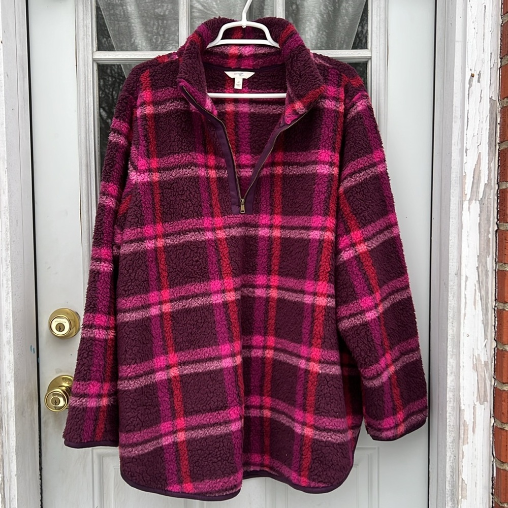 Terra & Sky Quarter Zip Faux Sherpa Pullover ~ Women’s 4X - Picture 2 of 6